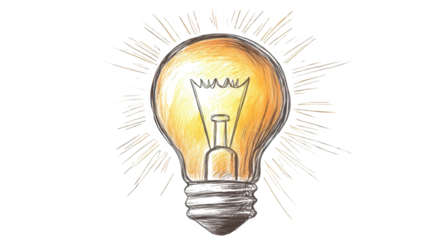 .Light bulb sketch. Electric light, energy concept.