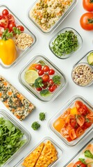 Fresh ingredients and beautifully arranged meals highlight the art of meal prepping. Each glass container reveals vibrant colors and nutritious choices for a balanced diet