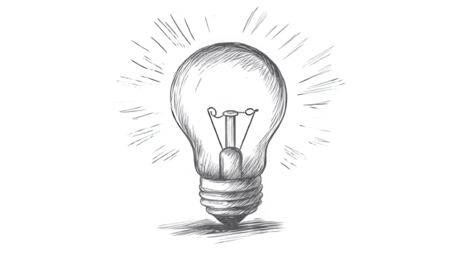 .Light bulb sketch. Electric light, energy concept.