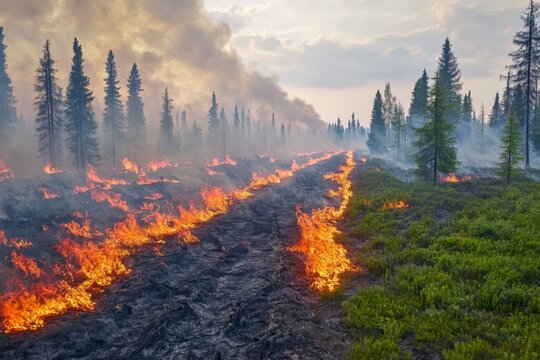 Desolate Forest Aftermath with Smoke and Charred Trees - Free Stock ...