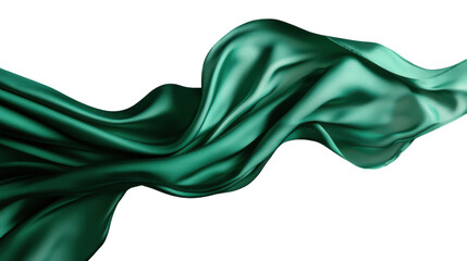 Fototapeta premium Elegant green silk fabric flowing smoothly on transparent background