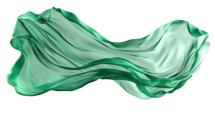Flowing green fabric with transparent background