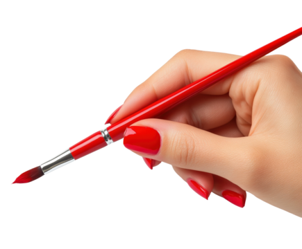 Creative with red brush isolated on transparent background - Generative AI