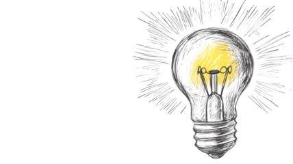 .Light bulb sketch. Electric light, energy concept.