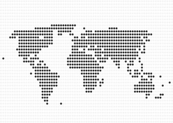 Fototapeta premium 水玉模様の世界地図イラスト（黒）
