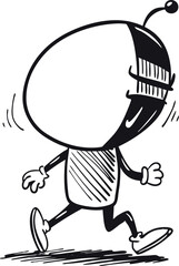 Black Running and Walking Person Silhouette Vector Doodle Art Illustration | Hand-Drawn Motion Sketch | Dynamic Fitness, Exercise, and Active Lifestyle Clipart Design