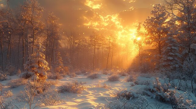 A couple holding hands and walking through a snowy forest path, enjoying the peace and serenity of a new year filled with love