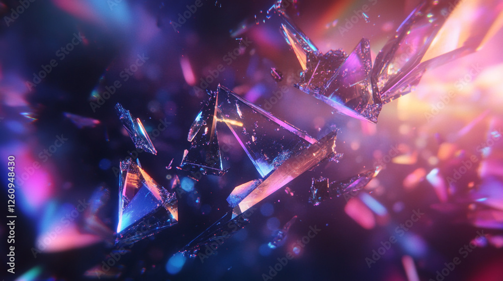 Poster colorful shards of crystals create a stunning display of light in a dark setting