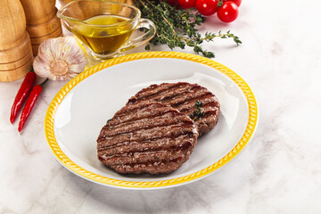 Grilled beef cutlet for burger