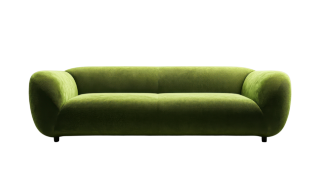 Modern green sofa isolated on transparent background representing comfort and style - Powered by Adobe
