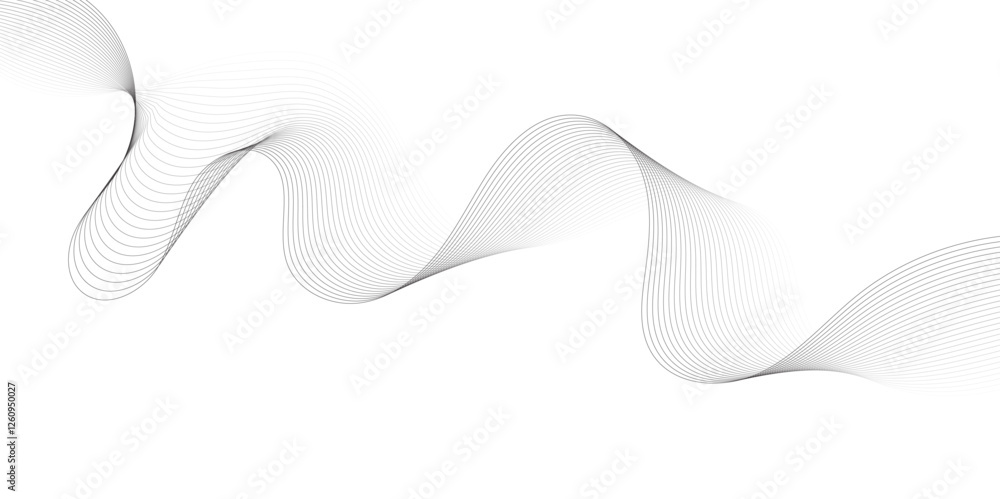 Aufkleber Abstract grey, white smooth element swoosh speed wave modern stream background. Wave with lines created using blend tool. Abstract frequency sound wave lines and twisted curve lines background.	
