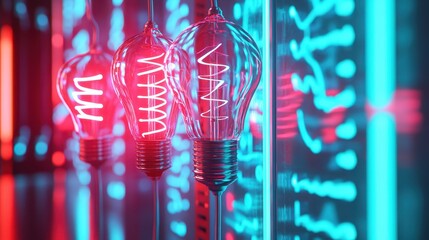 Illuminating ideas, two glowing light bulbs labeled 's' symbolizing concepts and sparking curiosity