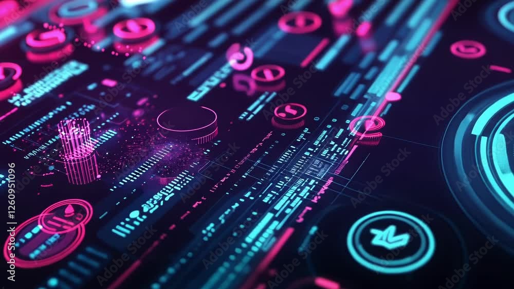 Poster interconnected nodes pulse with vibrant energy representing diverse virtual economies while floating