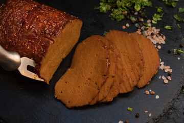 Raspberry chipotle glazed seitan ham