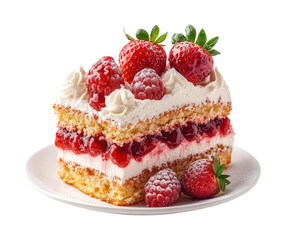 Delicious bakery strawberry cake dessert isolated on transparent background - Generative AI