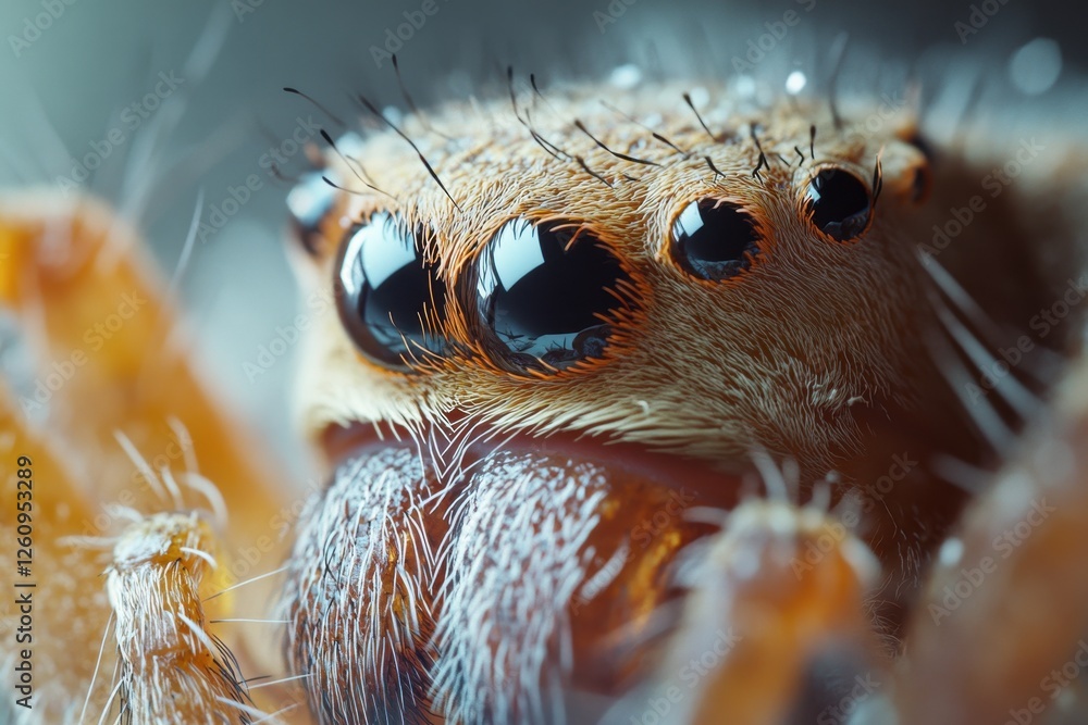 Poster large close-up view of a spider highlighting its intricate anatomy and textured surface in natural l