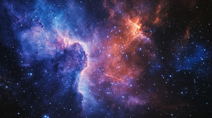 Colorful nebula showcasing vibrant cosmic clouds and twinkling stars in deep space