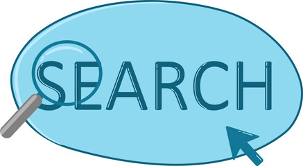 Search cursor and magnifying glass - Flat Vector Illustration.