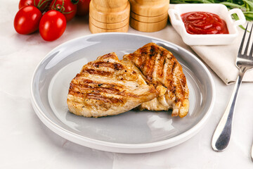 Grilled pork steak with sauce