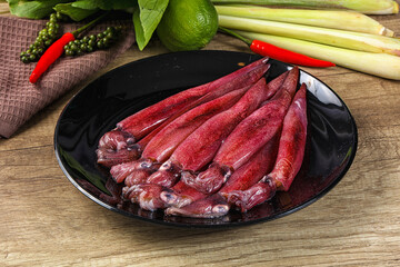 Raw fresh squids for cooking