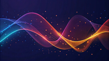 Abstract flowing wavy lines background. Colorful dynamic wave on a black background.