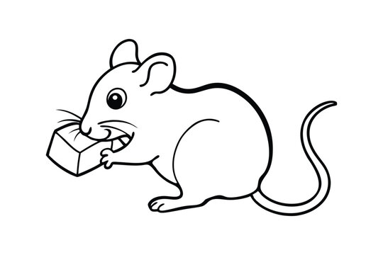 black and white mouse eating cheese clip art preview