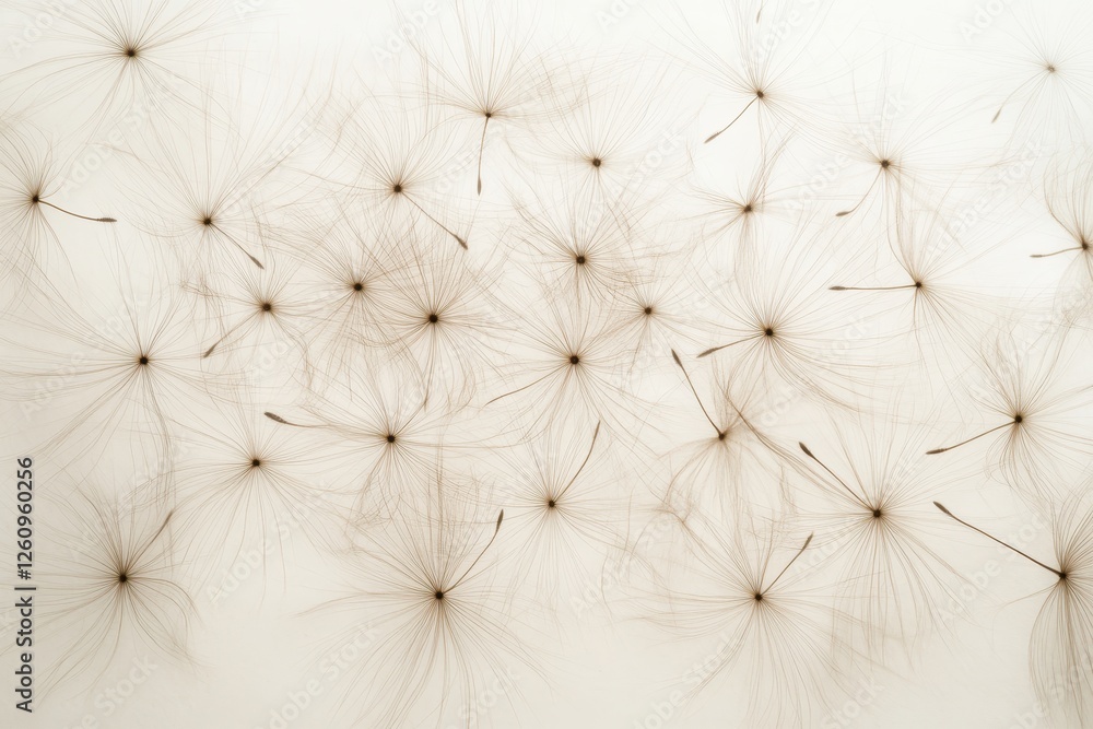 Poster delicate arrangements of dandelion seeds float gracefully against a soft background in a tranquil di