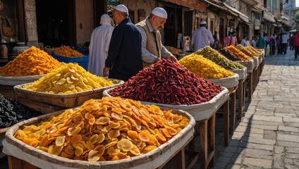 Obraz premium bazaar in turkey dried fruit vegetables