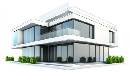 Fototapeta premium Modern house design, 3D render, white background