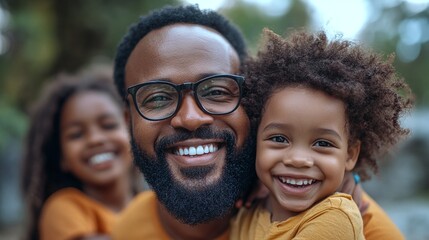 outdoor camping adventure with african american family and asian adopted child, relaxing near a tent in the forest, smiling and enjoying a joyful vacation