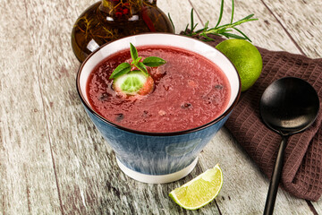 Sweet watermelon gazpacho with cucmber
