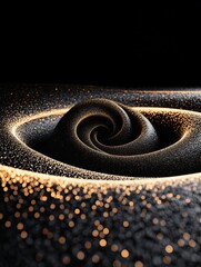 A mesmerizing swirl of golden particles against a dark background, evoking a sense of cosmic beauty and tranquility.