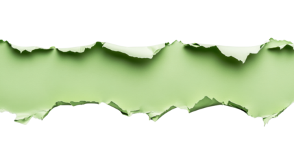 Green torn paper with transparent background creating copy space