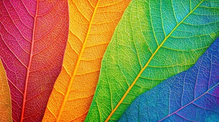Obraz premium Colorful leaves close up showcasing vibrant spectrum of nature's beauty