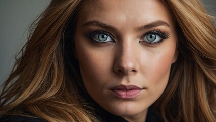 Fototapeta premium Face of a woman with cat eyes, woman with a cat
