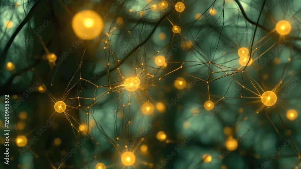 Poster glowing neural network in forest