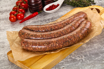 Raw beef and lamb sausages