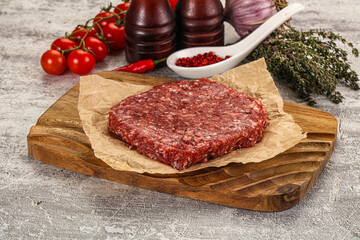 Raw beef burger cutlet for grill