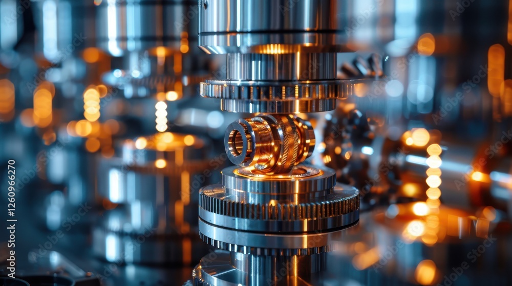 Poster close-up view of precision machinery and gears showcasing advanced technology and upscale industrial