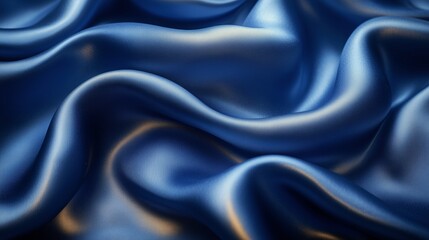 Obraz premium Luxurious blue satin fabric with elegant waves and folds captured in soft lighting