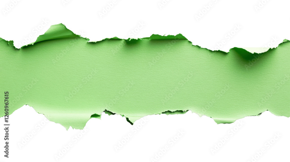 Poster green torn paper with transparent background creating copy space