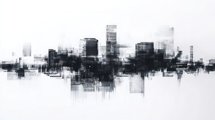 Fototapeta premium Abstract Cityscape Sketch, Urban Art Print