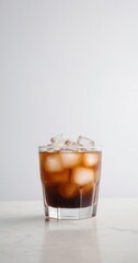Iced Americano on a white background in minimalist style.
