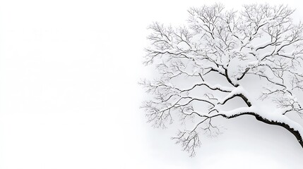 Snow-Covered Branches in a Winter Landscape: Fine Art Photography AI Generated