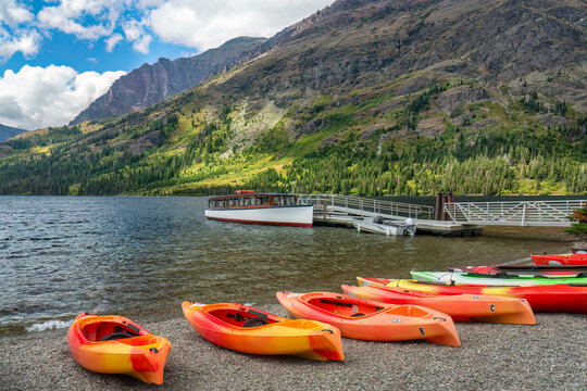 Glacier National Park - Two Medicine Lake - tour boat,  kayaks and canoes dock