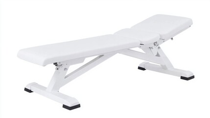 White Adjustable Treatment Table for Massage, Therapy, and Fitness Sessions in a Clean and Professional Setting