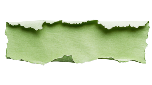 Green torn paper piece with transparent background for easy isolation - Powered by Adobe