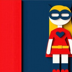 Illustration of a superhero girl with colorful background.