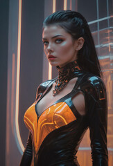 Futuristic Female Warrior – Sci-Fi Cyberpunk Character Concept