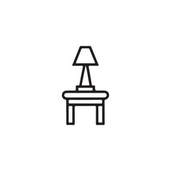 Simple Line Art of a Table Lamp on a Nightstand